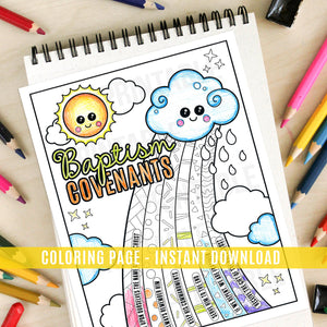 Baptism Rainbow Coloring Page - Instant Download