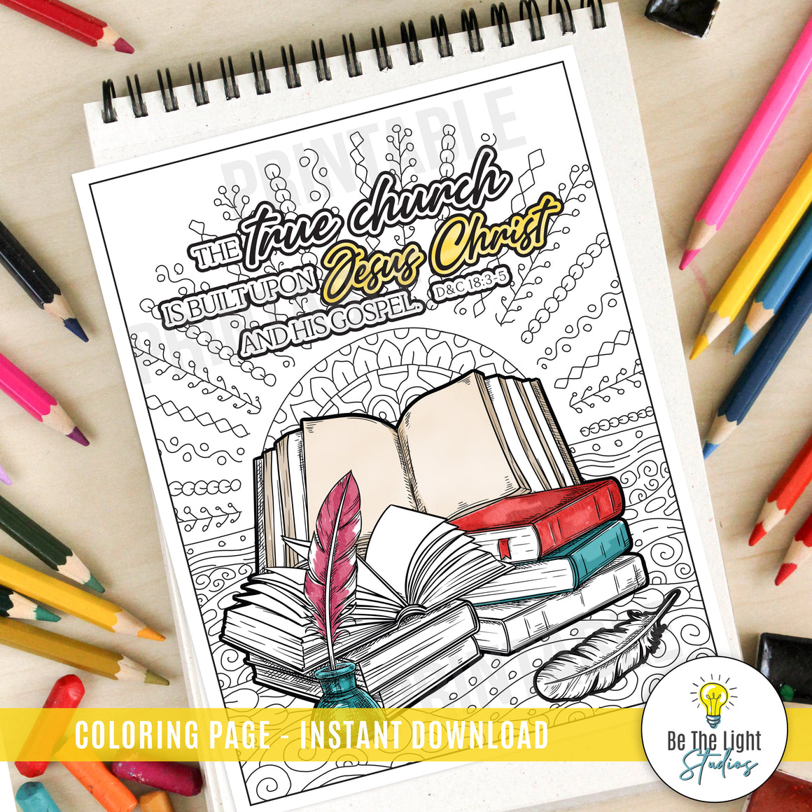 The true church is built upon Jesus Christ D&C 18:3-5 - Printable Coloring Page