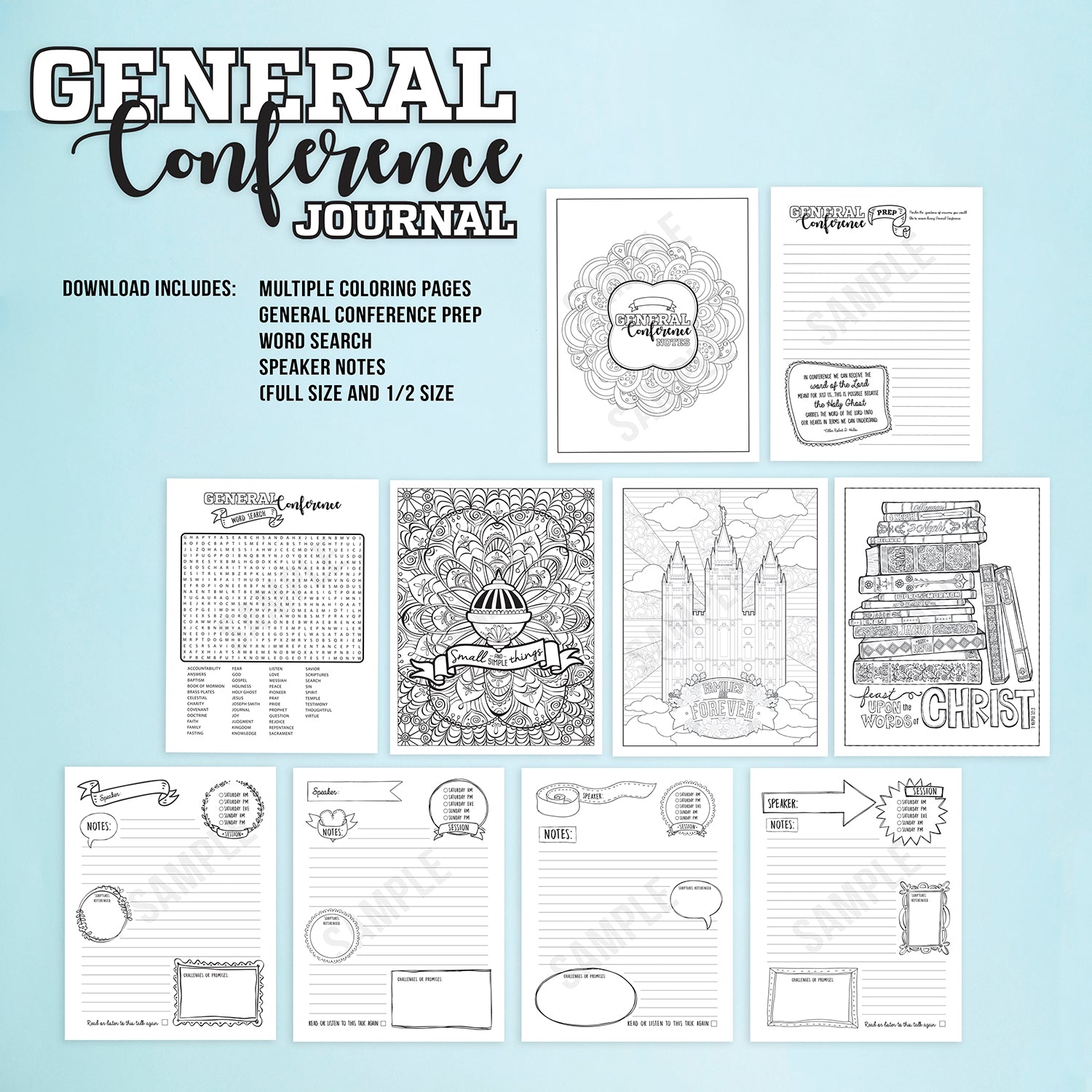general-conference-journal-packet-instant-download-shop-ringmasters for Free Printable General Conference Packets General Conference Journal Packet - Instant Download - Shop Ringmasters for Free Printable General Conference Packets
