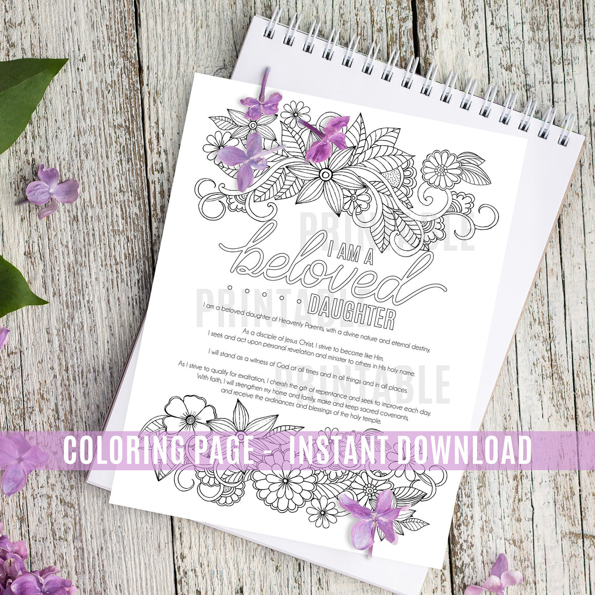 Young Women Theme Coloring Page - Instant Download