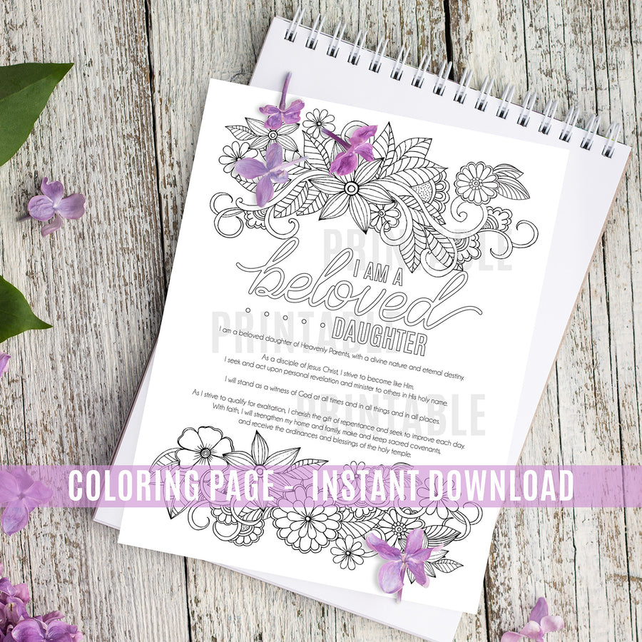 Young Women Theme Coloring Page - Instant Download