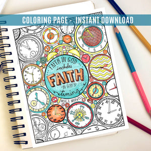 Faith In God Coloring Page - Instant Download