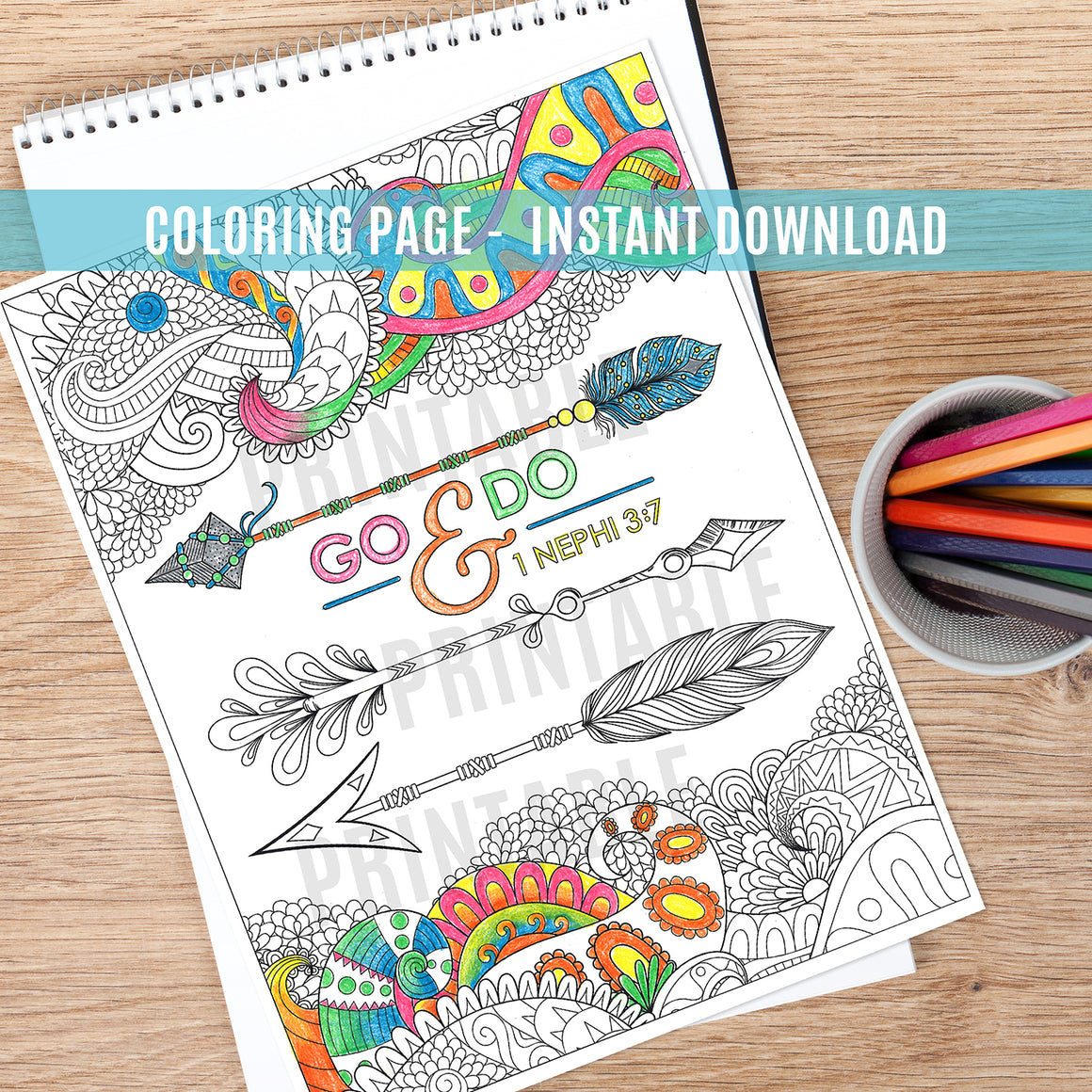 Go and Do Coloring Page - Instant Download