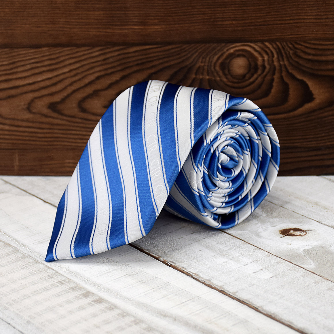 Youth CTR Blue and White Stripe Microfiber Necktie