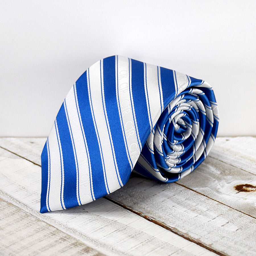 Youth CTR Blue and White Stripe Microfiber Necktie