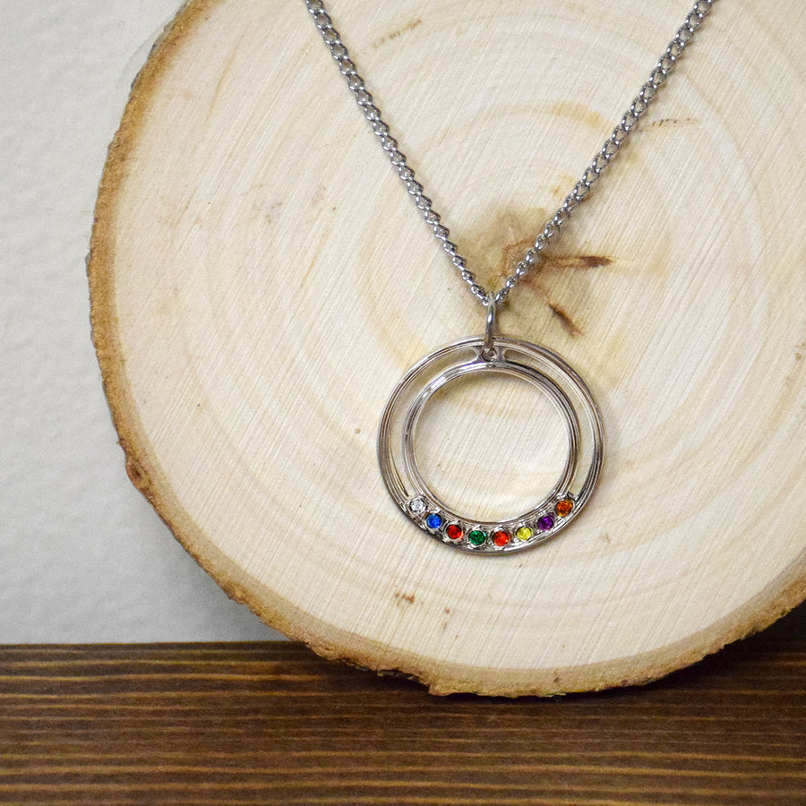 I Like to Look for Rainbows Baptism Circle Necklace