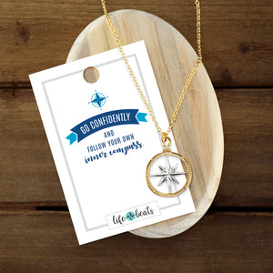 Inner Compass Necklace - Follow your dreams - Two-tone gold and silver finish