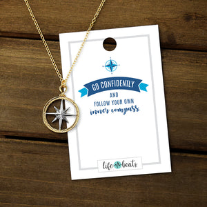 Inner Compass Necklace - Follow your dreams - Two-tone gold and silver finish