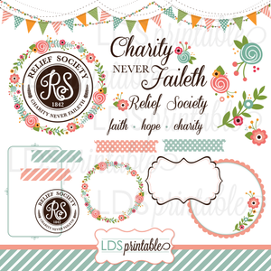 Relief Society Clip Art - Instant Download - Faith Hope Charity