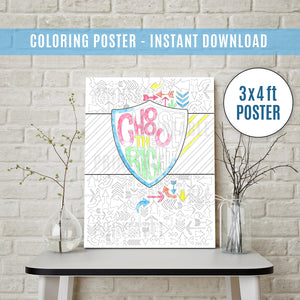 3ft x 4ft - CTR - Choose The Right Shield Coloring POSTER - Instant Download