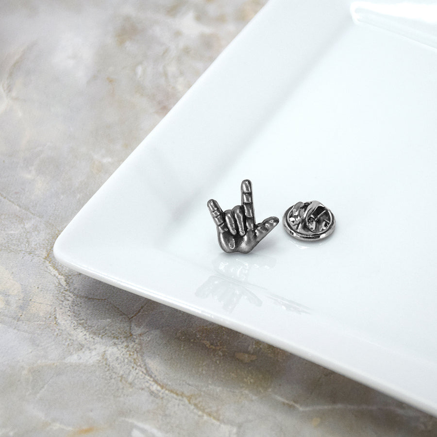 I Love You 3D American Sign Language Pin Gold or Silver Finish