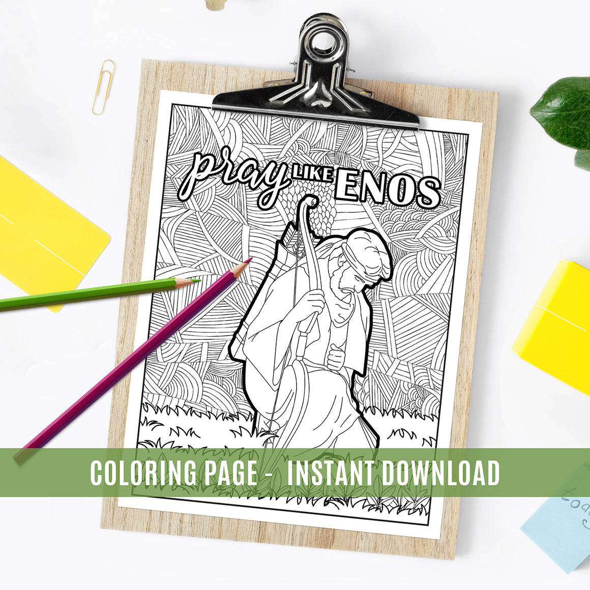 Pray like Enos Coloring Page - Instant Download