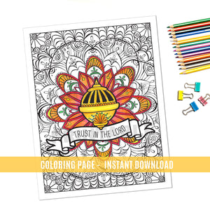 Trust in The Lord Coloring Page - Instant Download