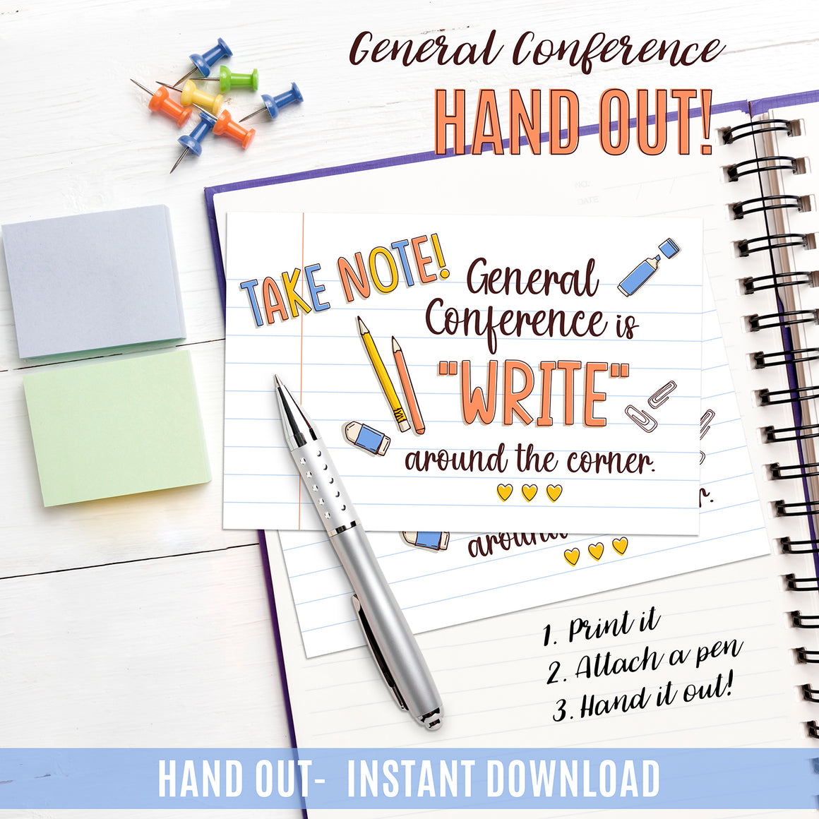 TAKE NOTE - General Conference Reminder Handout  - Instant Download