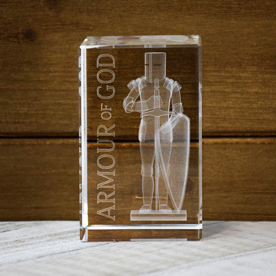 Armour of God Crystal cube Home decor baptism priesthood advancement gift 3D laser etched Armor of God