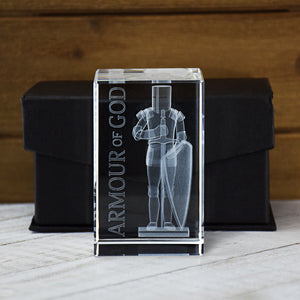 Armour of God Laser-Engraved Crystal Cube