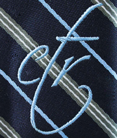 CTR Navy and Gray Stripe Microfiber Necktie