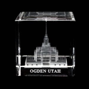 Atlanta Temple Laser Engraved Crystal Cube