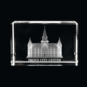 Atlanta Temple Laser Engraved Crystal Cube
