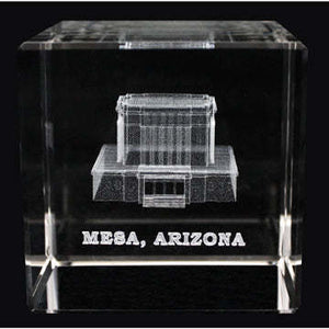 Boise Idaho Temple Laser Engraved Crystal Cube