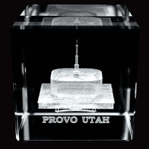 Boise Idaho Temple Laser Engraved Crystal Cube