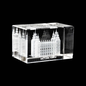 Boise Idaho Temple Laser Engraved Crystal Cube