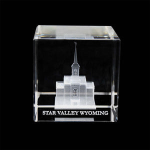 Boise Idaho Temple Laser Engraved Crystal Cube