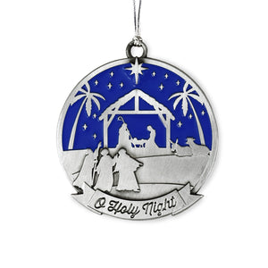 Oh Holy Night Antique Silver Christmas Ornament and Enamel by Lifebeats