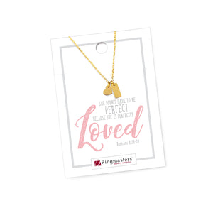 She is Loved Dainty Gold 2 Charm Necklace by Ringmasters