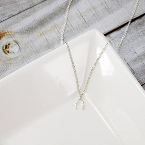 Dainty Wishbone Charm Silver Necklace by Lifebeats