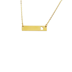 Utah Cutout Gold Bar Necklace by Lifebeats
