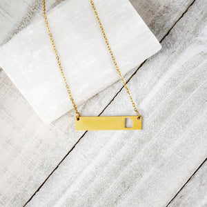 Utah Cutout Gold Bar Necklace by Lifebeats