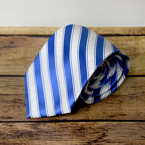 CTR Blue and White Stripe Microfiber Necktie