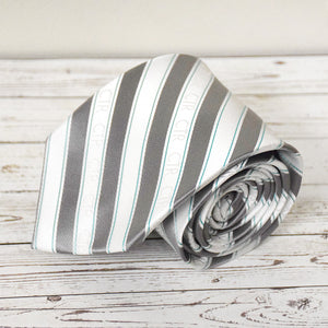 Men's CTR Silver and White Stripe Microfiber Necktie