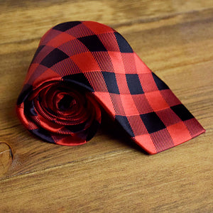 MEN'S Red and Black Buffalo Plaid Necktie