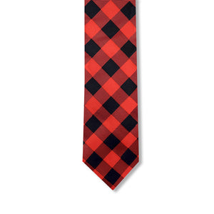 MEN'S Red and Black Buffalo Plaid Necktie