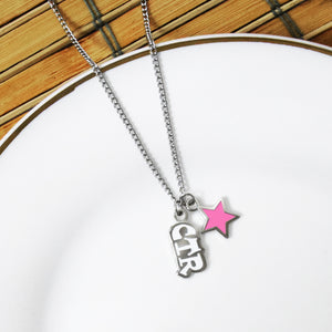 CTR or Choose The Right Necklace with White CTR Charm and Pink Star Charm
