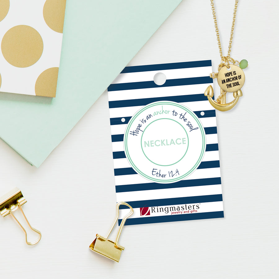 Hope is an Anchor of the Soul - Gold Finish Anchor Charm Necklace