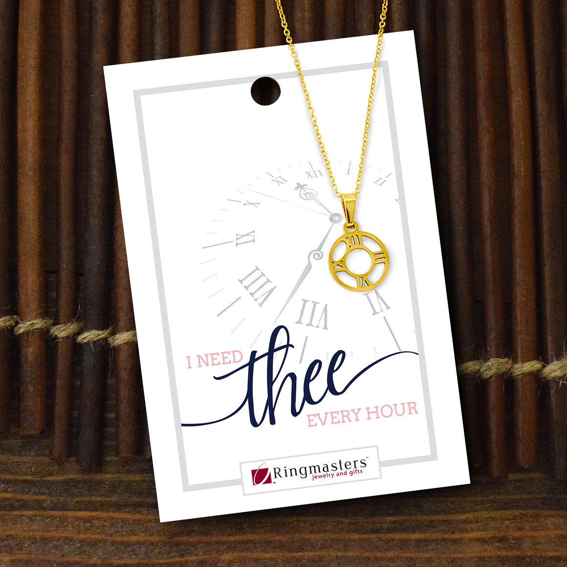 I Need Thee Every Hour - Clock Necklace