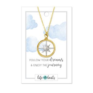 Inner Compass Necklace - Two-tone gold and silver finish