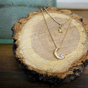 Shoot for the Moon Necklace - gold finish