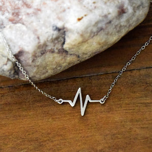 Beat Necklace - Silver Finish Heartbeat Necklace