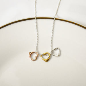 Love More Necklace - Silver, Gold, Rose Gold Heart Charms