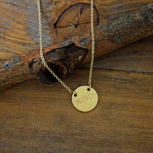 Kind Circle Disc Necklace - Gold Finish