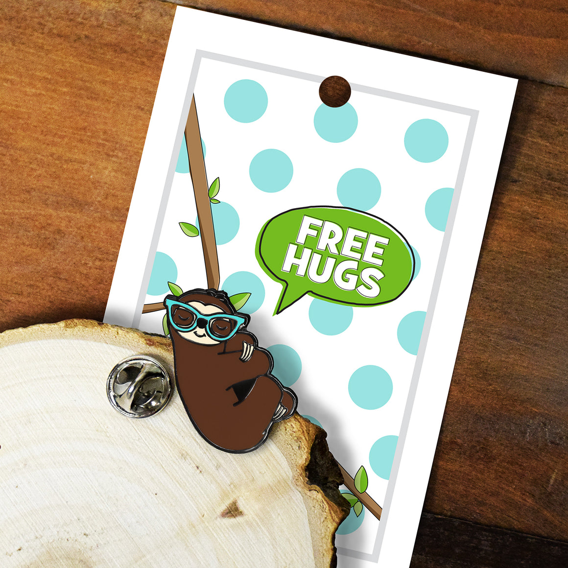 Free Hugs Sloth Pin
