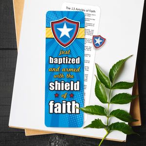 Baptism Shield of Faith Bookmark and Pin Set