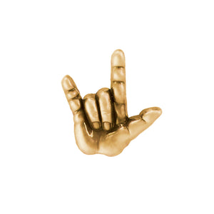 I Love You 3D American Sign Language Pin Gold or Silver Finish