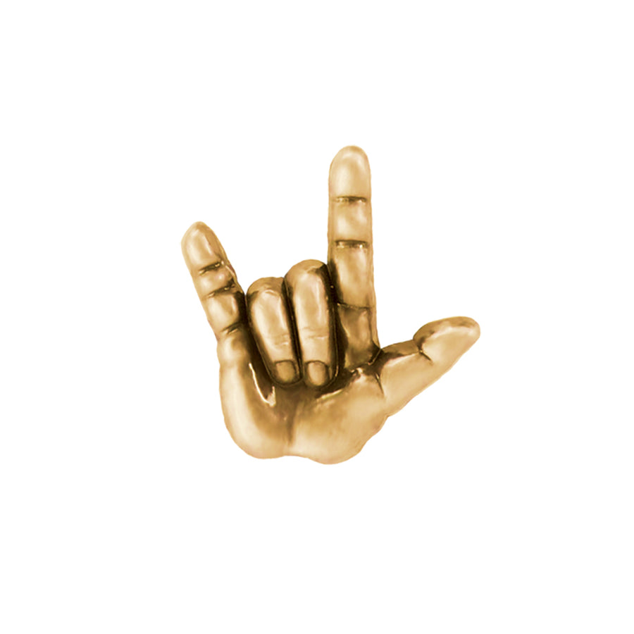I Love You 3D American Sign Language Pin Gold or Silver Finish